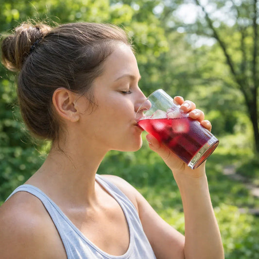 boisson hibiscus hydratation naturelle en plein air lifestyle